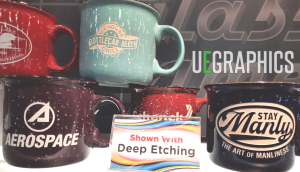 Custom printed and deep etch ceramic mugs in Syracuse, NY for Employee gifts and incentives