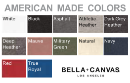 Color options by Bella and Canvas